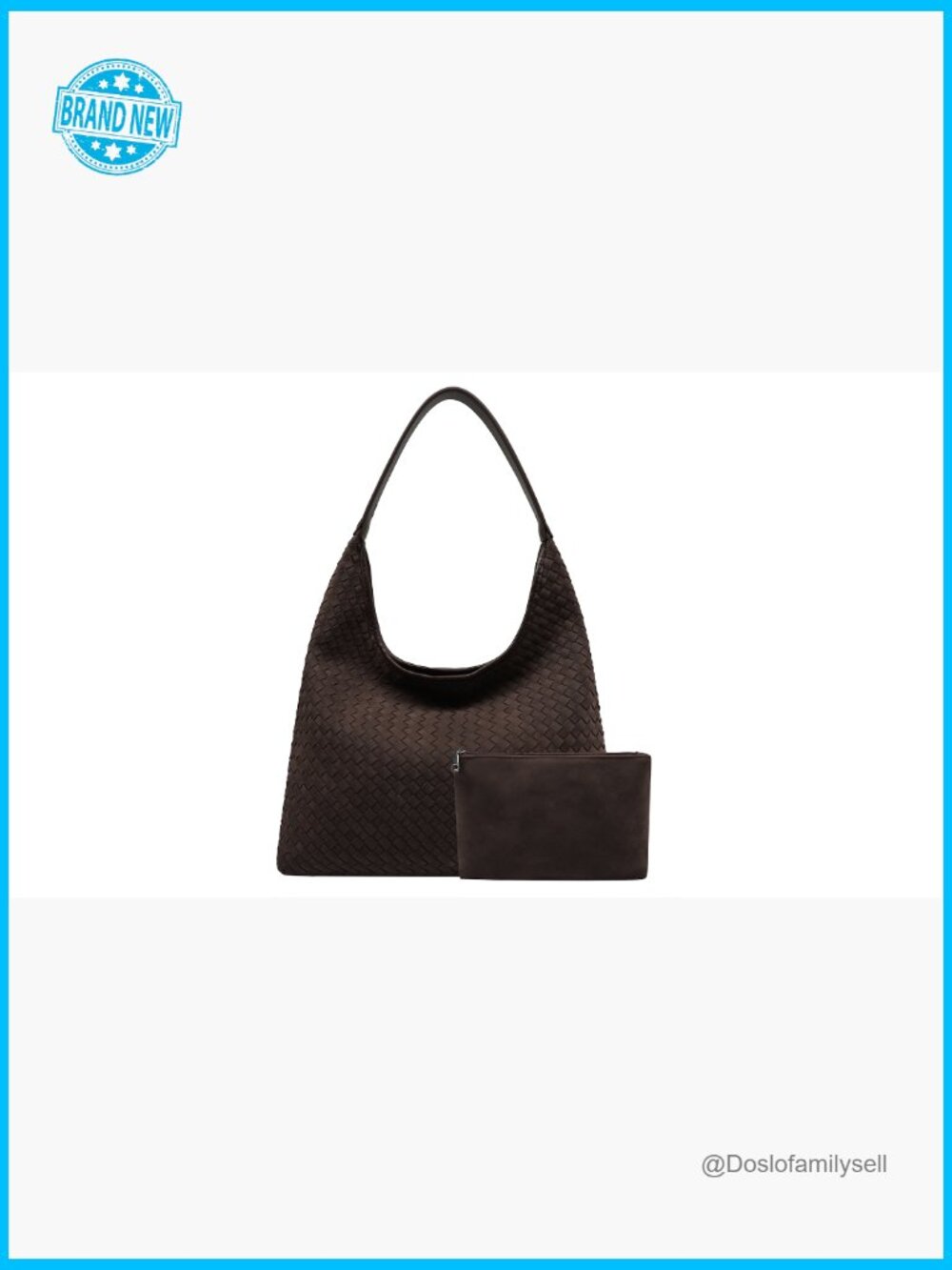 Suede Hobo Bag Slouchy Shoulder Tote Vegan Leather Handwoven Purse Large - Picture 7 of 7